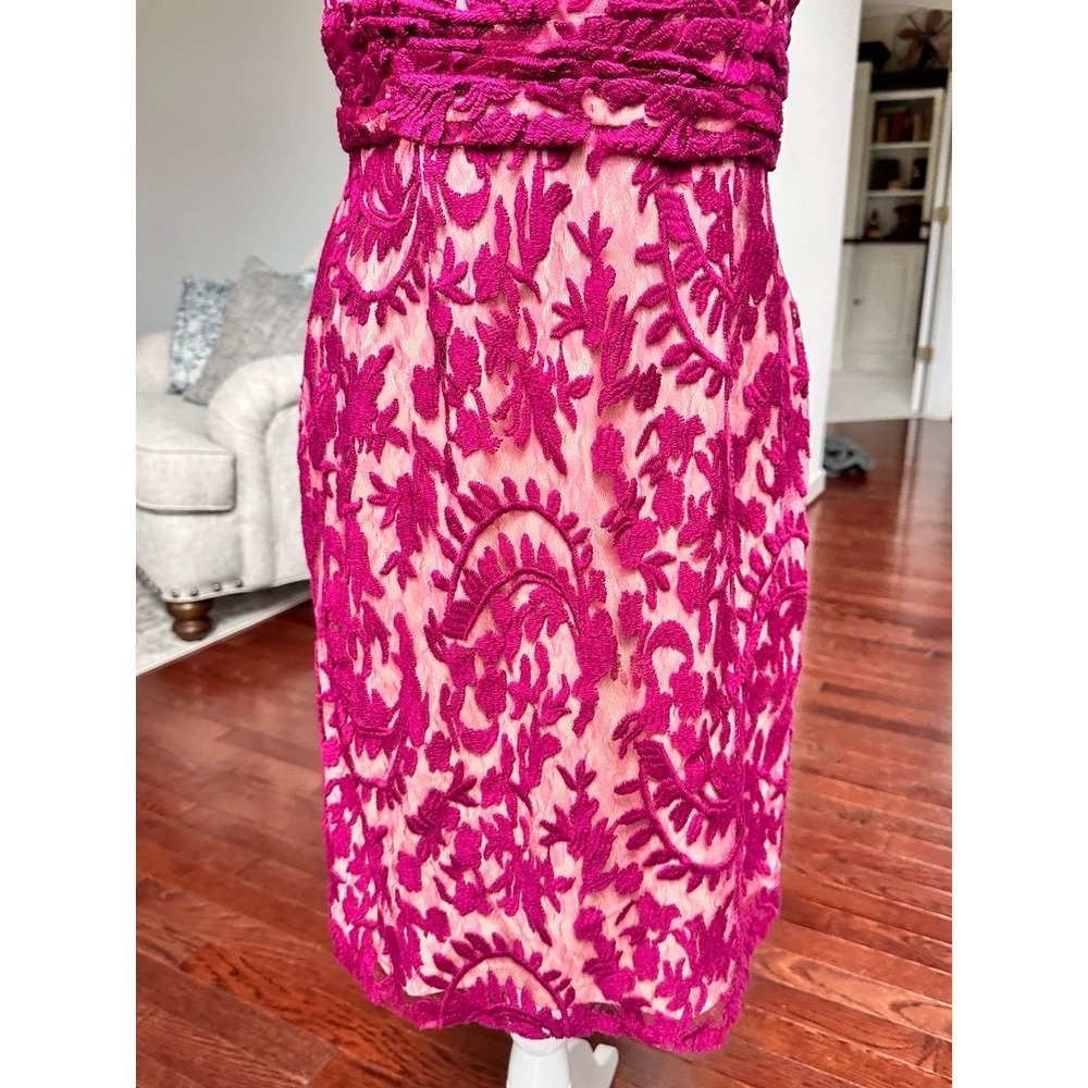 Adrianna Papell Feminine Purple Beige Simple Elegant Pencil Cocktail Dress - Picture 5 of 9